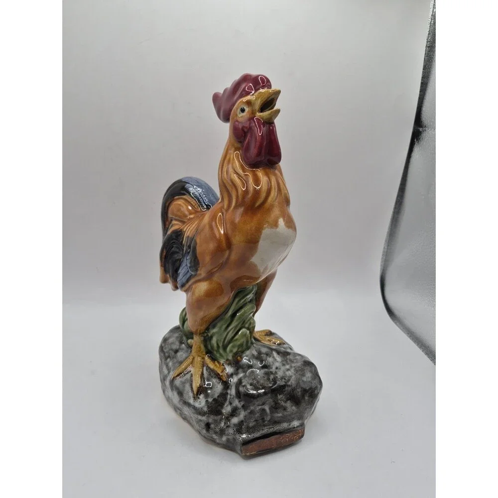 Vintage Glazed Ceramic Rooster Chicken Farmhouse French Country Majolica Style